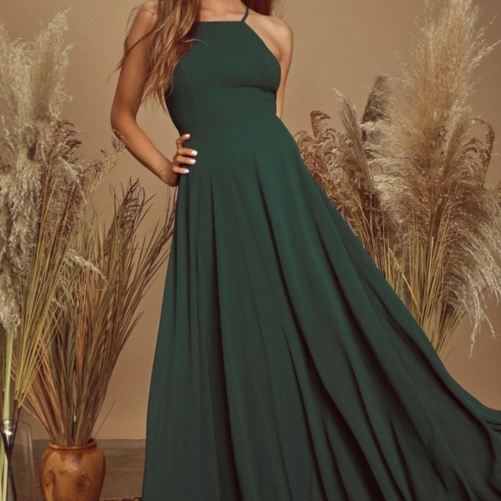 Lulu's Elegant Forest Green Maxi Dress